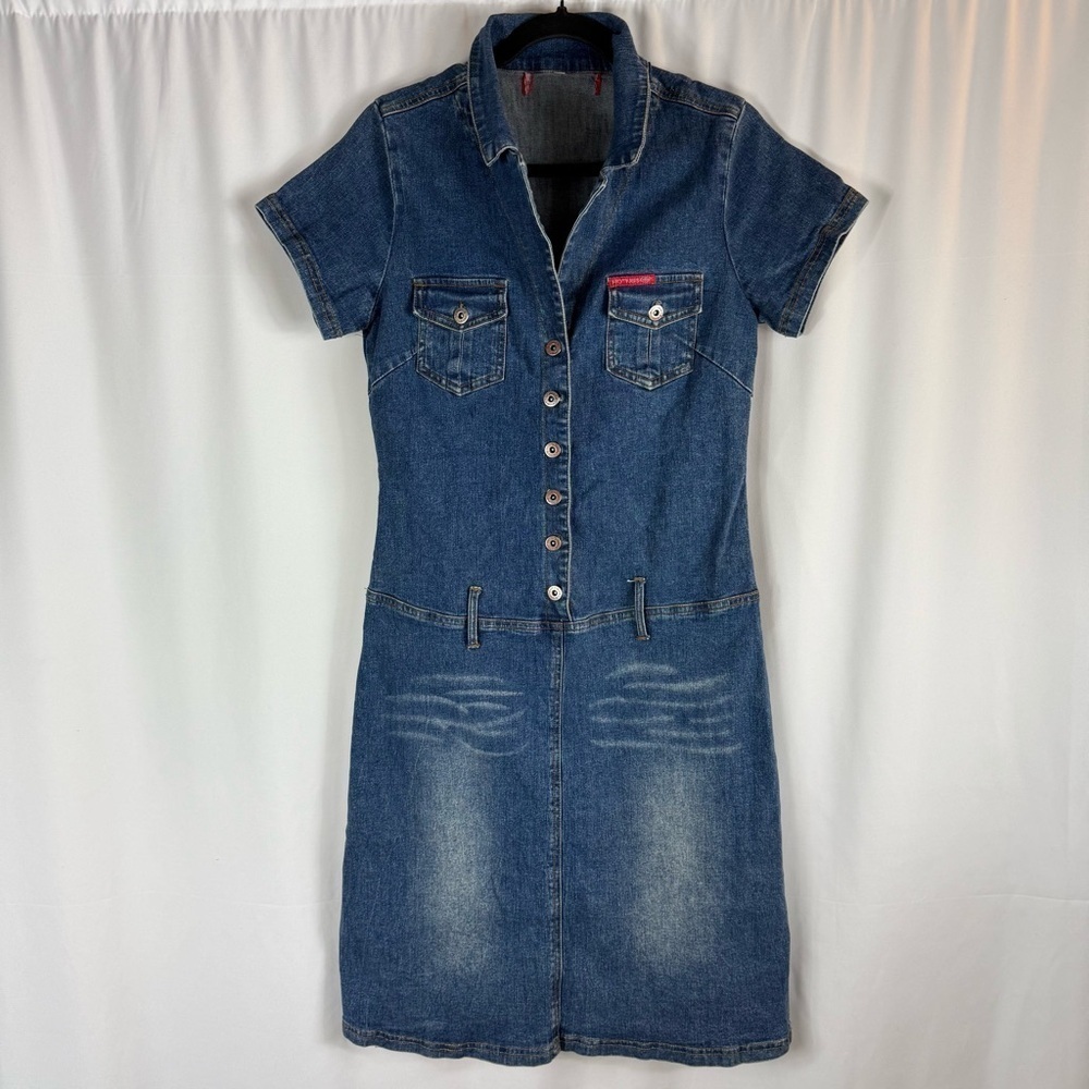 Hot Kiss stretchy denim dress with front buttons  2000’s Style